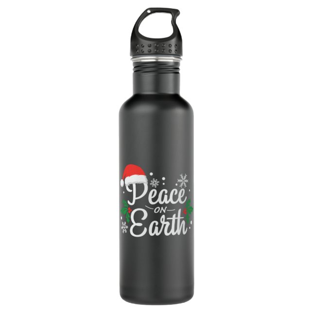 Xmas Gift Peace On Earth Stainless Steel Water Bottle (Front)