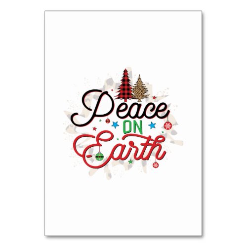 Xmas Gift Peace On Earth Table Number