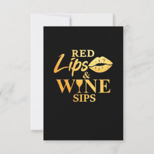 Xmas Gift   Red Lips And Wine Sips RSVP Card