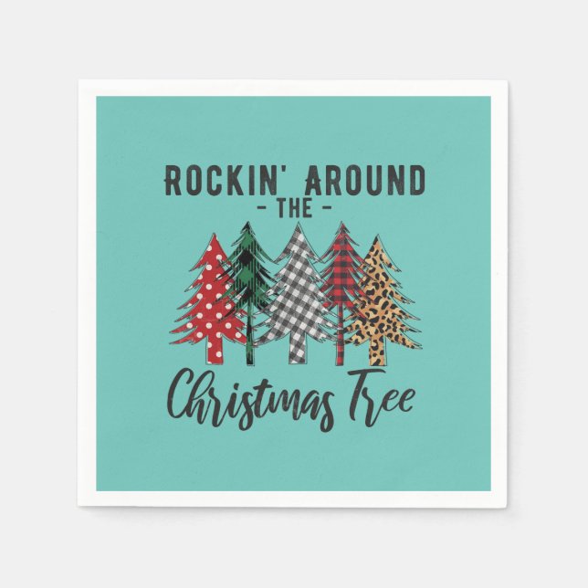 Xmas Gift Rockin Around The Christmas Tree Napkins (Front)