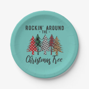 Xmas Gift Rockin Around The Christmas Tree Paper Plates