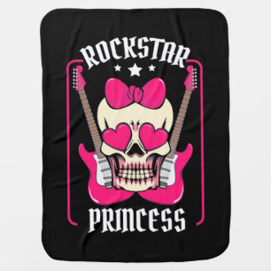 Xmas Gift   Rockstar Princess Skull Baby Blanket