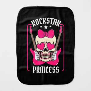 Xmas Gift Rockstar Princess Skull Baby Burp Cloth