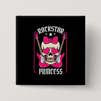 Xmas Gift | Rockstar Princess Skull Button