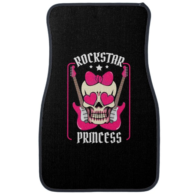 Xmas Gift | Rockstar Princess Skull Car Floor Mat (Front)