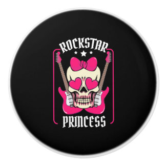 Xmas Gift | Rockstar Princess Skull Ceramic Knob