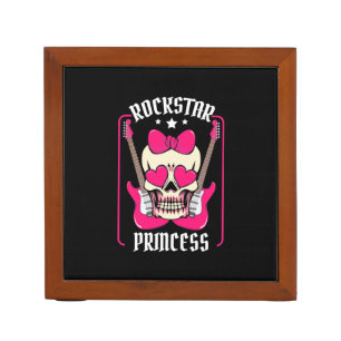 Xmas Gift Rockstar Princess Skull Desk Organizer