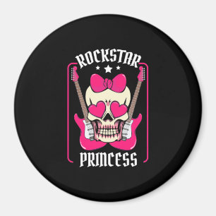 Xmas Gift Rockstar Princess Skull Magnet