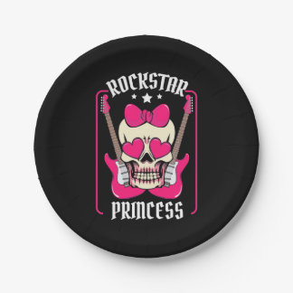Xmas Gift | Rockstar Princess Skull Paper Plates