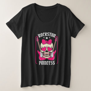 Xmas Gift Rockstar Princess Skull Plus Size T-Shirt