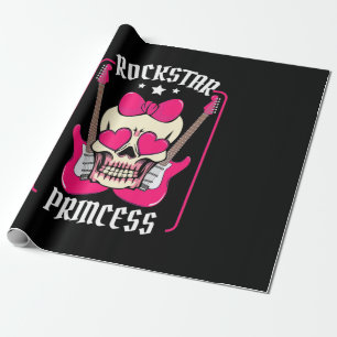 Xmas Gift Rockstar Princess Skull Wrapping Paper