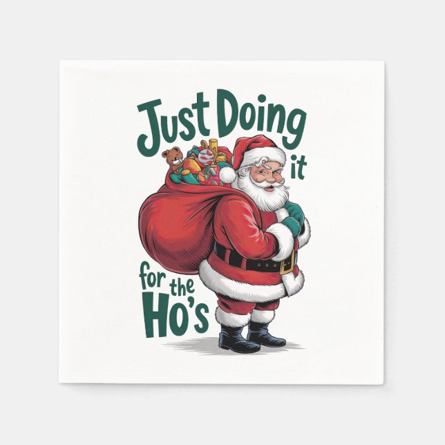 Xmas Gift Santa Claus Just Doing It Napkins (Front)