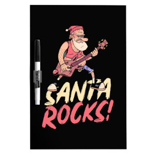 Xmas Gift Santa Rocks Guitar Dry Erase Board