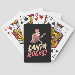 Xmas Gift   Santa Rocks Guitar Poker Cards
