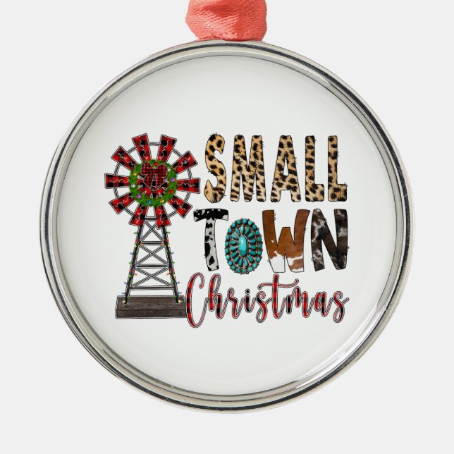 Xmas Gift Small Town Christmas Metal Ornament (Front)