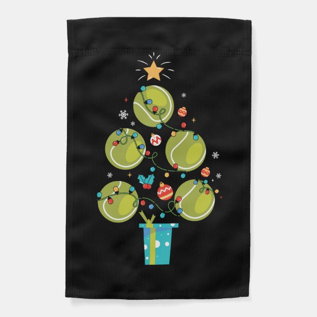 Xmas Gift Tennis Christmas Tree Garden Flag (Front)