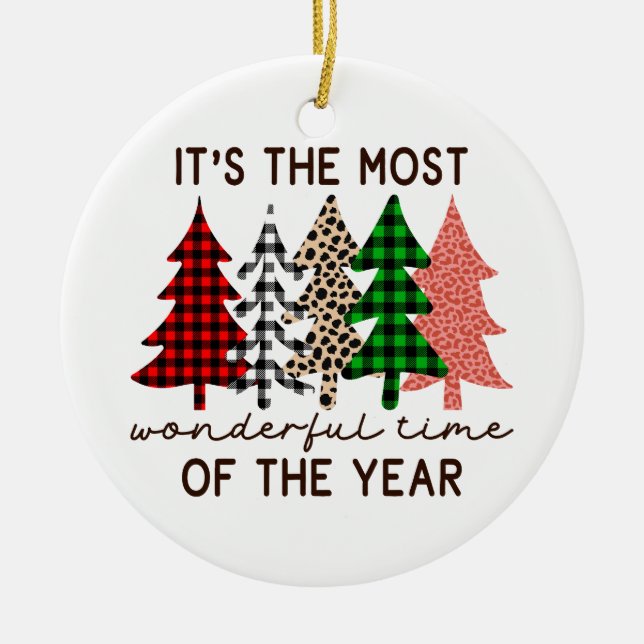 Xmas Gift The Most Wonderful Time Of The Year Ceramic Ornament (Front)