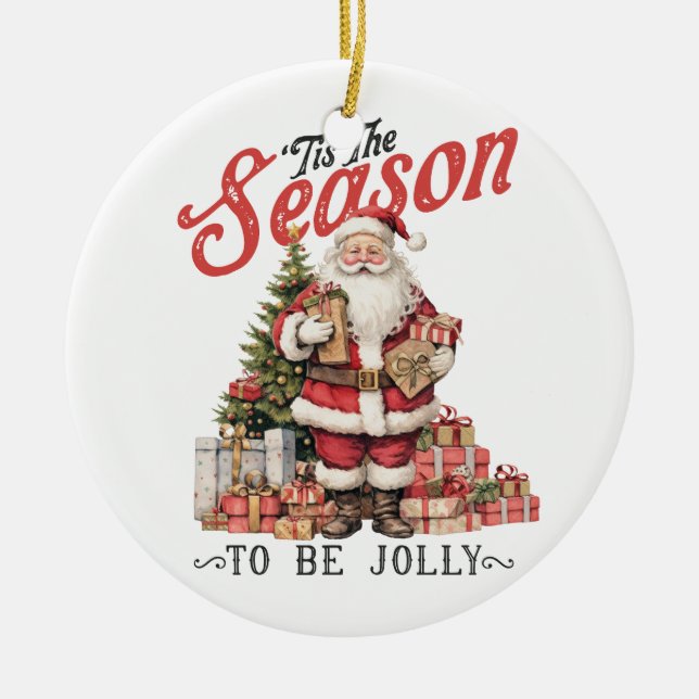 Xmas Gift Tis The Season Ceramic Ornament (Front)