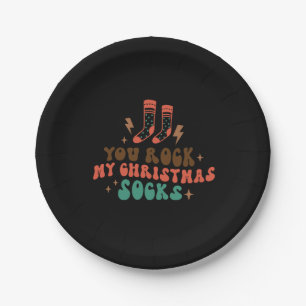 Xmas Gift You Rock My Christmas Socks Paper Plates