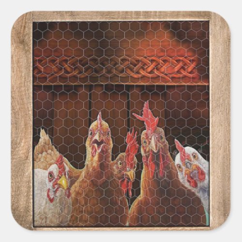 xmas gifts for farmer hen chicken rooster coop square sticker
