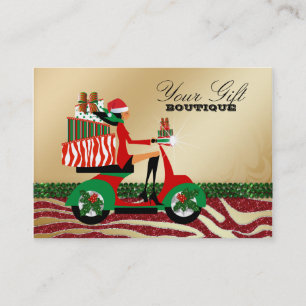 Xmas Gifts Zebra Green Red Jewelry Presents Black Business Card
