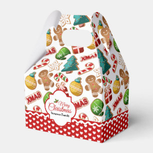 Xmas Gingerbread Cookies Cute Pattern Favor Boxes