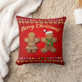 Xmas Gingerbread Cookies Throw Pillow