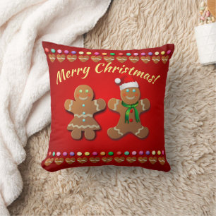 Xmas Gingerbread Cookies Throw Pillow