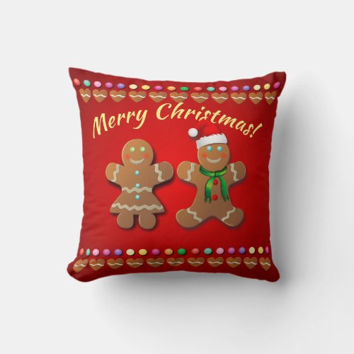 Xmas Gingerbread Cookies Throw Pillow