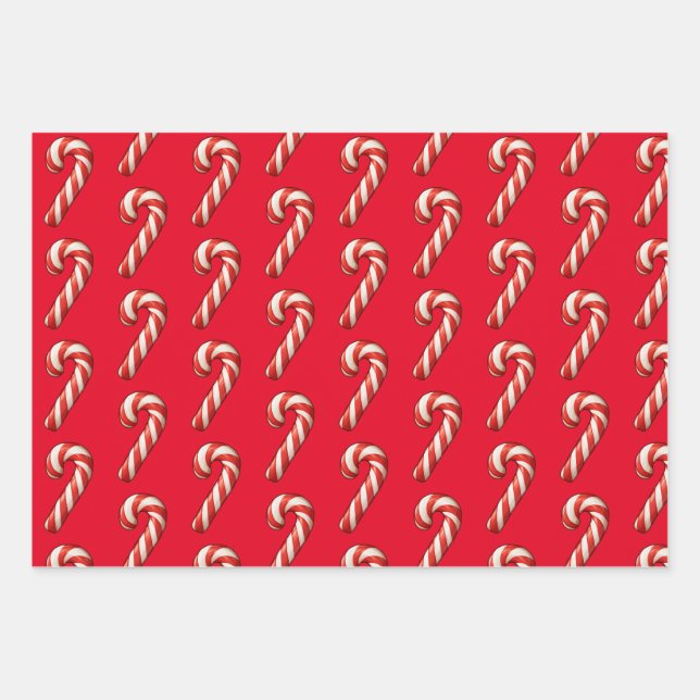 Xmas Gingerbread house and candy cane Wrapping Paper Sheets (Front 3)