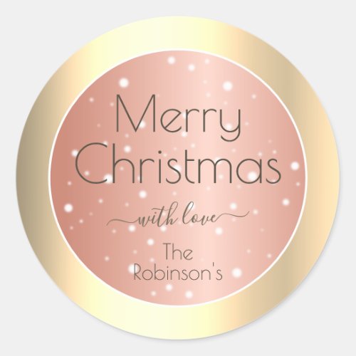 Xmas Gold Pink Cool Calligraphy Script Signature Classic Round Sticker