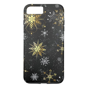 Xmas Golden Snowflakes on Black Background iPhone 8 Plus/7 Plus Case