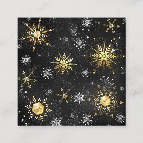 Xmas Golden Snowflakes on Black Background Discount Card