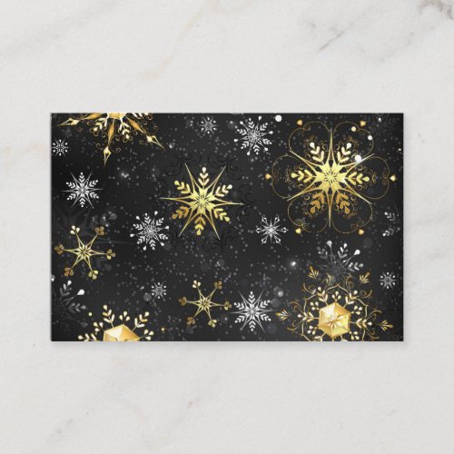 Xmas Golden Snowflakes on Black Background Discount Card