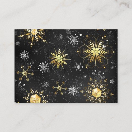 Xmas Golden Snowflakes on Black Background Discount Card