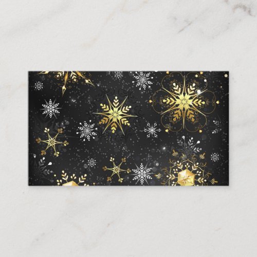 Xmas Golden Snowflakes on Black Background Enclosure Card