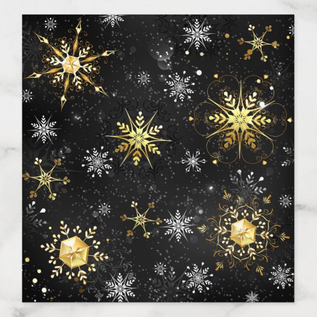 Xmas Golden Snowflakes on Black Background Envelope Liner (Design)