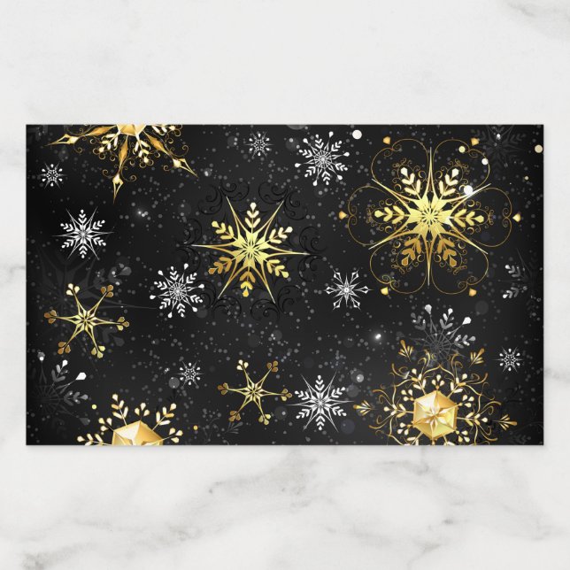 Xmas Golden Snowflakes on Black Background Envelope Liner (Design)