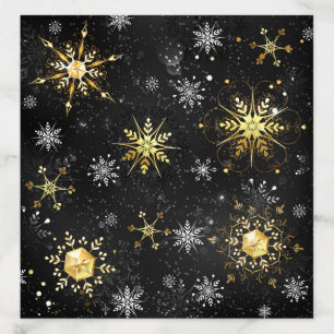 Xmas Golden Snowflakes on Black Background Envelope Liner