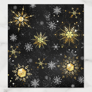 Xmas Golden Snowflakes on Black Background Envelope Liner