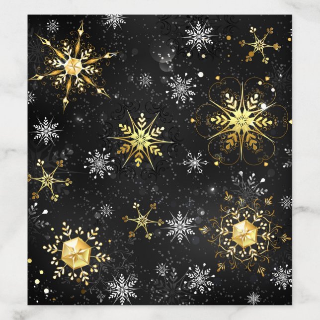 Xmas Golden Snowflakes on Black Background Envelope Liner (Design)