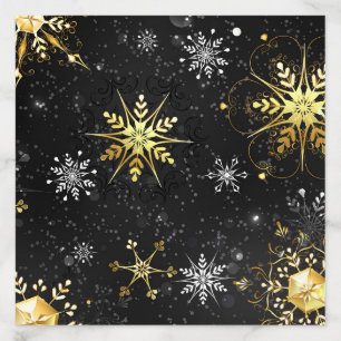 Xmas Golden Snowflakes on Black Background Envelope Liner