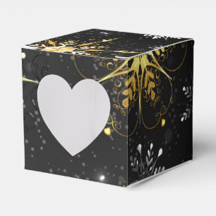 Xmas Golden Snowflakes on Black Background Favor Boxes