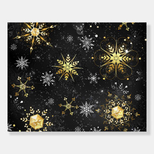 Xmas Golden Snowflakes on Black Background Foam Board