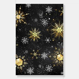Xmas Golden Snowflakes on Black Background Foam Board