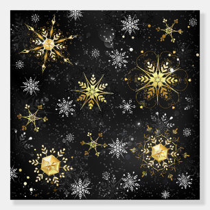 Xmas Golden Snowflakes on Black Background Foam Board