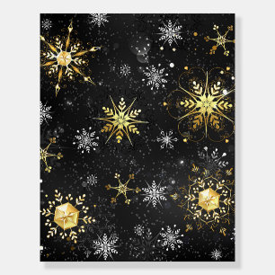 Xmas Golden Snowflakes on Black Background Foam Board
