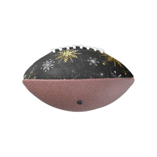 Xmas Golden Snowflakes on Black Background Football