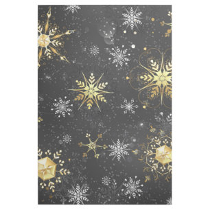 Xmas Golden Snowflakes on Black Background Gallery Wrap