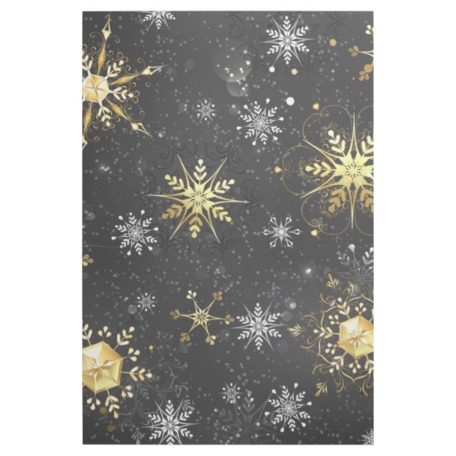 Xmas Golden Snowflakes on Black Background Gallery Wrap (Front)